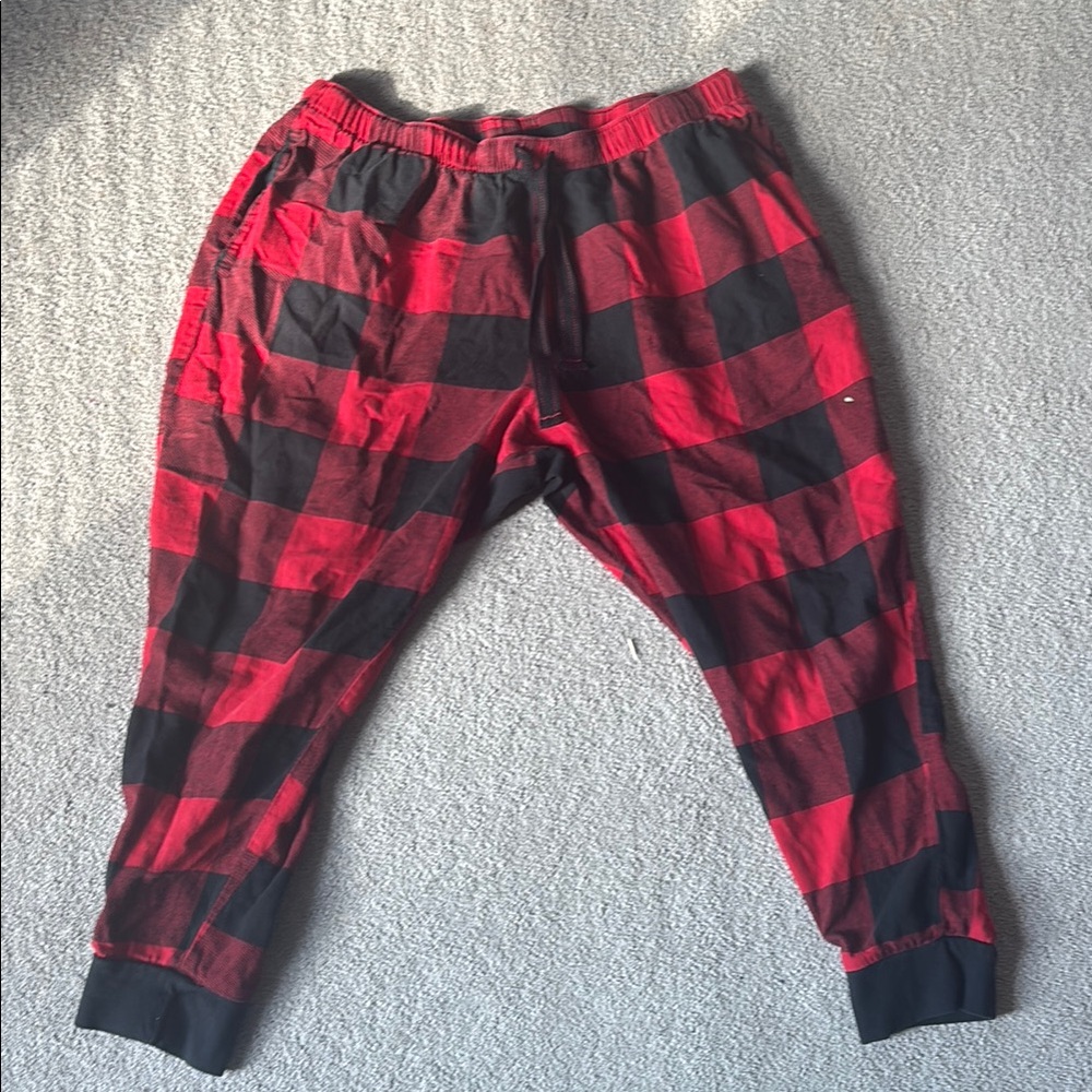 Kids Red and Black Plaid Bottoms